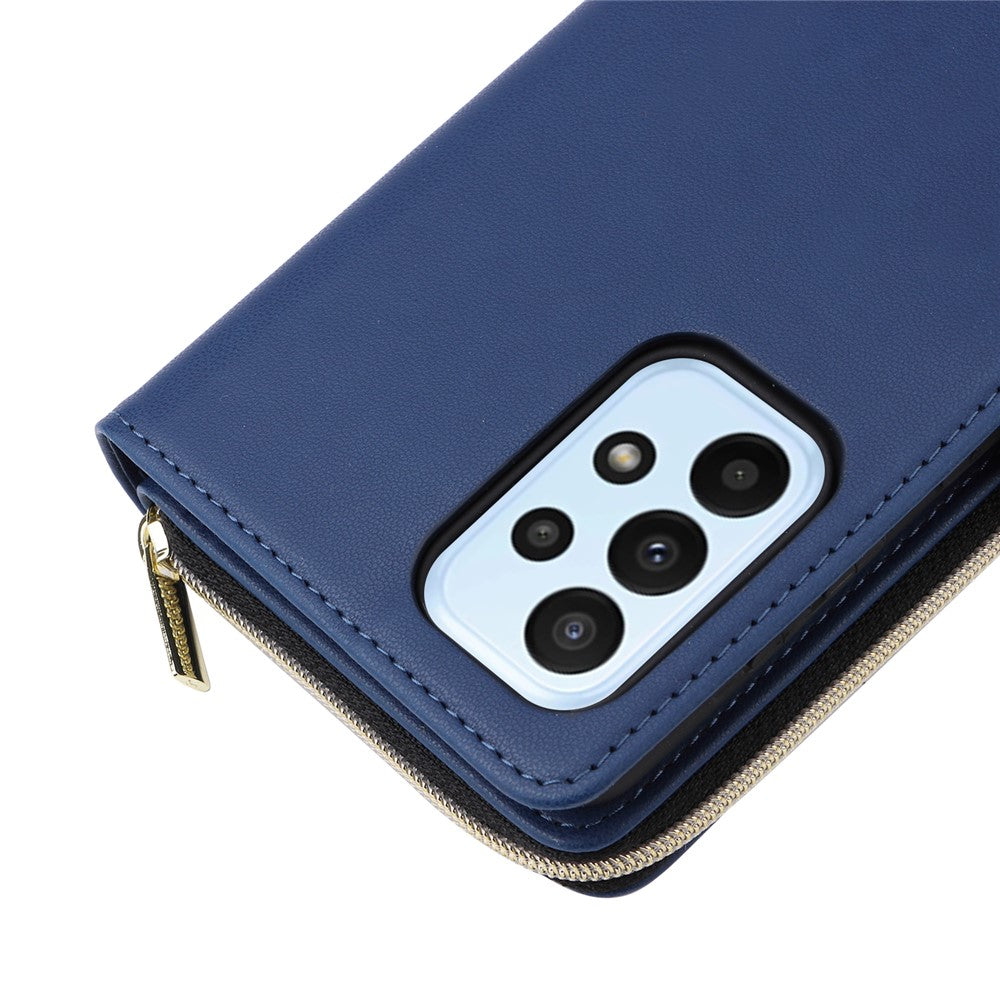 R20 For Samsung Galaxy A23 4G / A23 5G (Global Version) Leather Case Zipper Pocket Stand