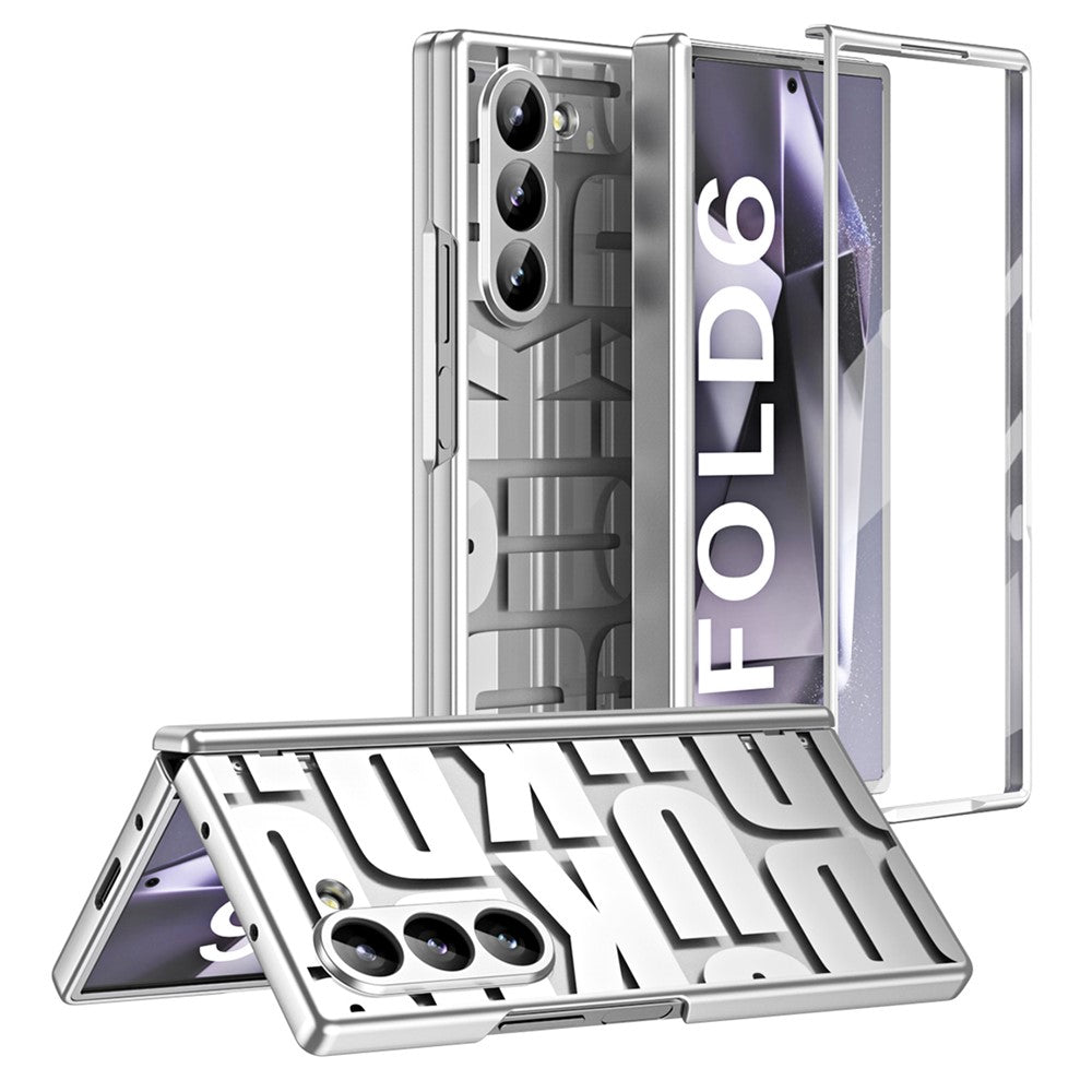 Til Samsung Galaxy Z Fold6 5G Etui Elektroplettering PC Telefoncover med Skærmbeskytter af Hærdet Glas