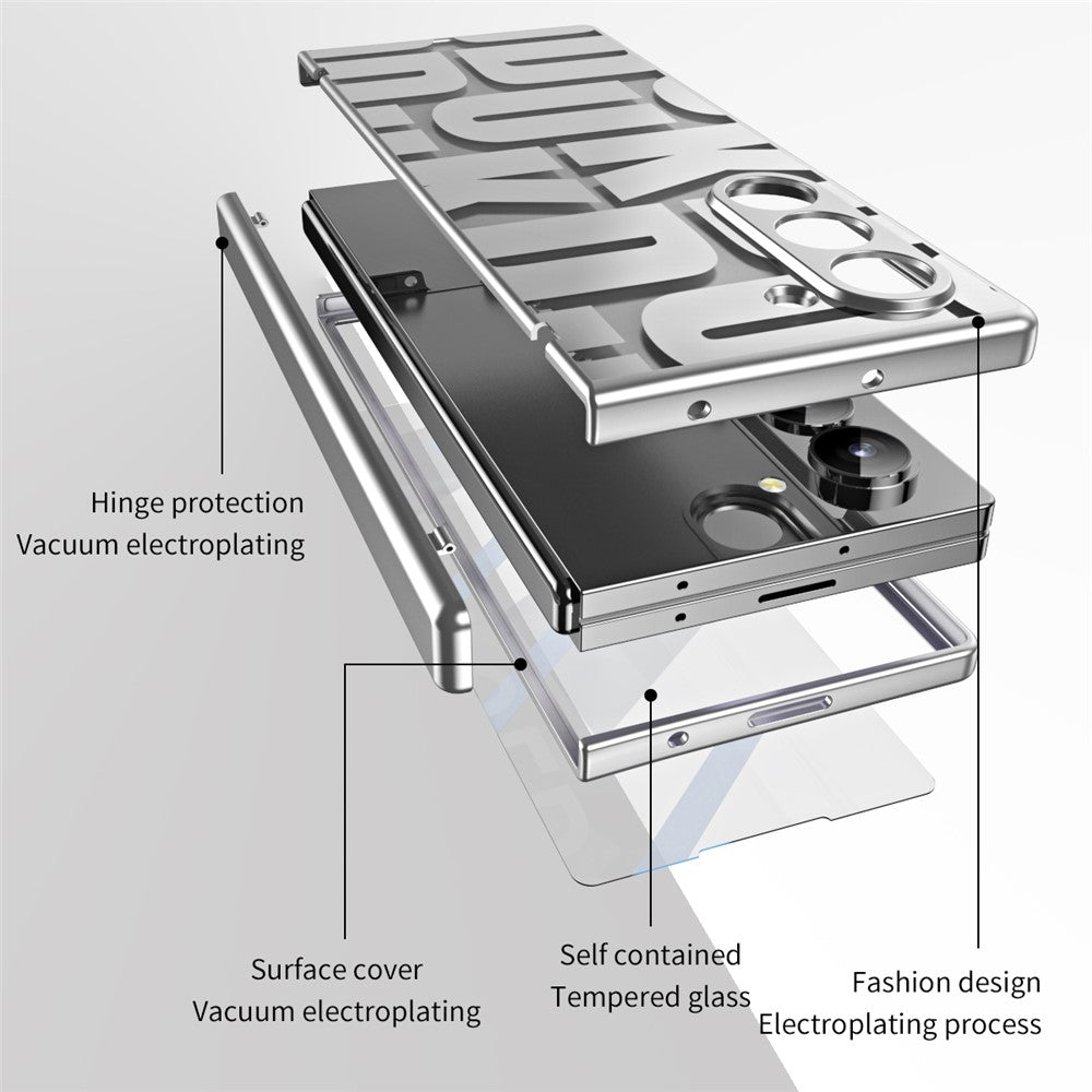 Til Samsung Galaxy Z Fold6 5G Etui Elektroplettering PC Telefoncover med Skærmbeskytter af Hærdet Glas