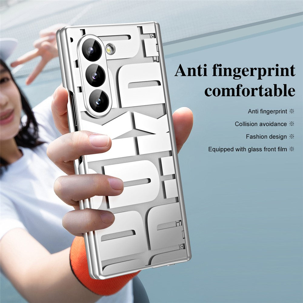 Til Samsung Galaxy Z Fold6 5G Etui Elektroplettering PC Telefoncover med Skærmbeskytter af Hærdet Glas