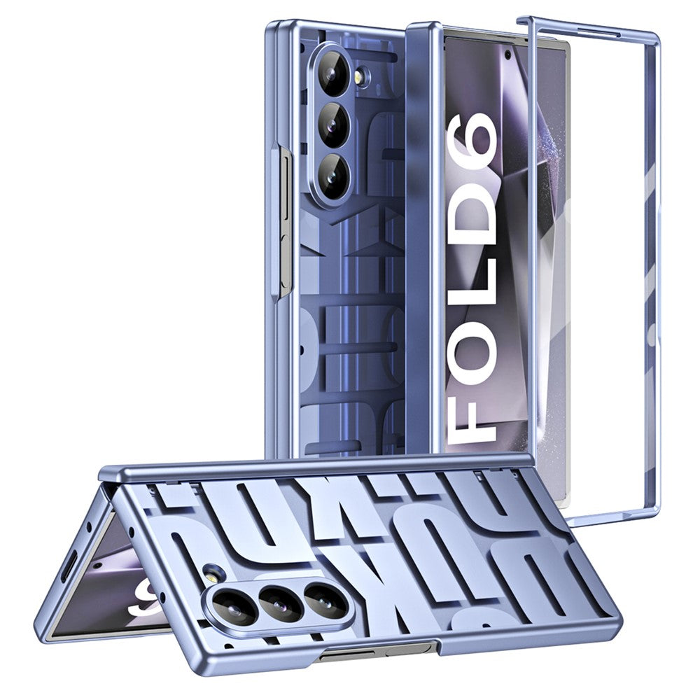 Til Samsung Galaxy Z Fold6 5G Etui Elektroplettering PC Telefoncover med Skærmbeskytter af Hærdet Glas