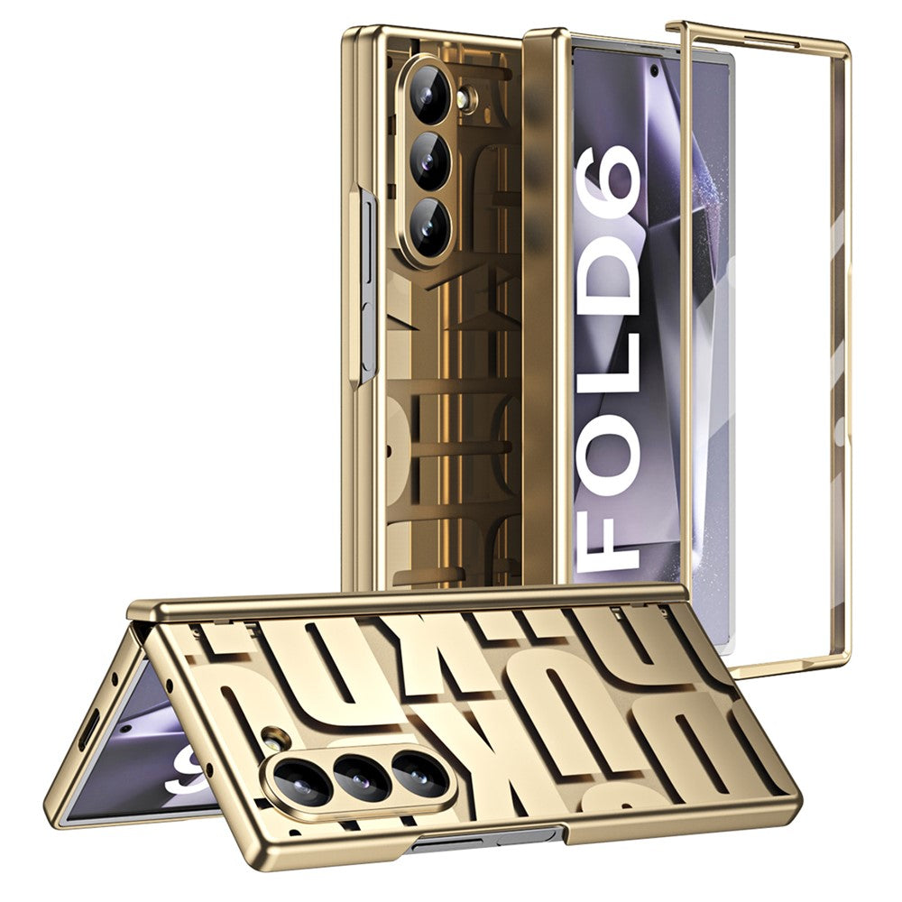 Til Samsung Galaxy Z Fold6 5G Etui Elektroplettering PC Telefoncover med Skærmbeskytter af Hærdet Glas