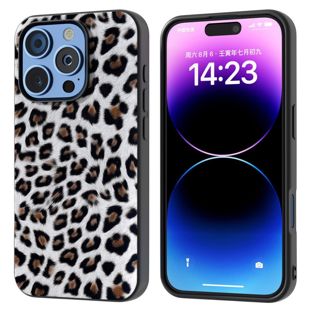 ABEEL For iPhone 16 Pro Max Case Leopard Pattern PU+TPU Back Phone Cover