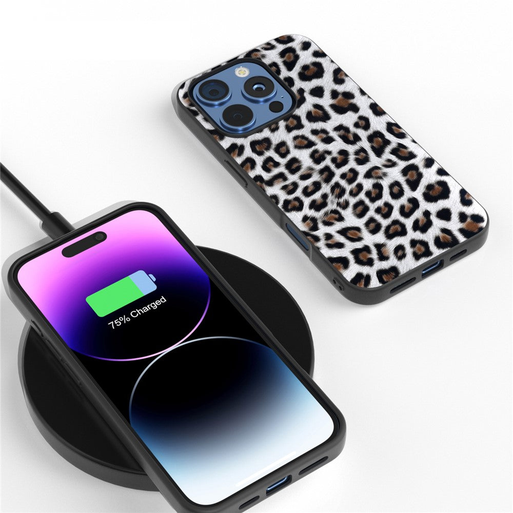 ABEEL For iPhone 16 Pro Max Case Leopard Pattern PU+TPU Back Phone Cover