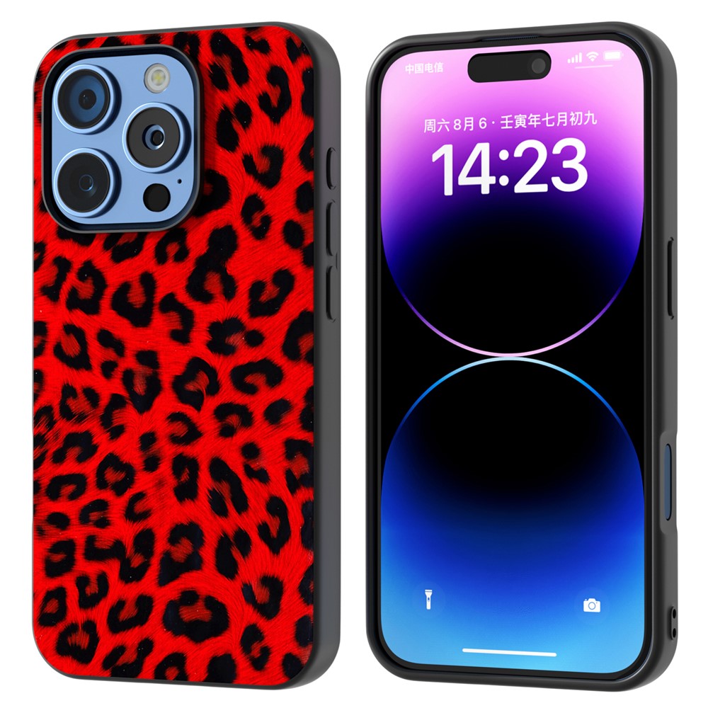 ABEEL For iPhone 16 Pro Max Case Leopard Pattern PU+TPU Back Phone Cover