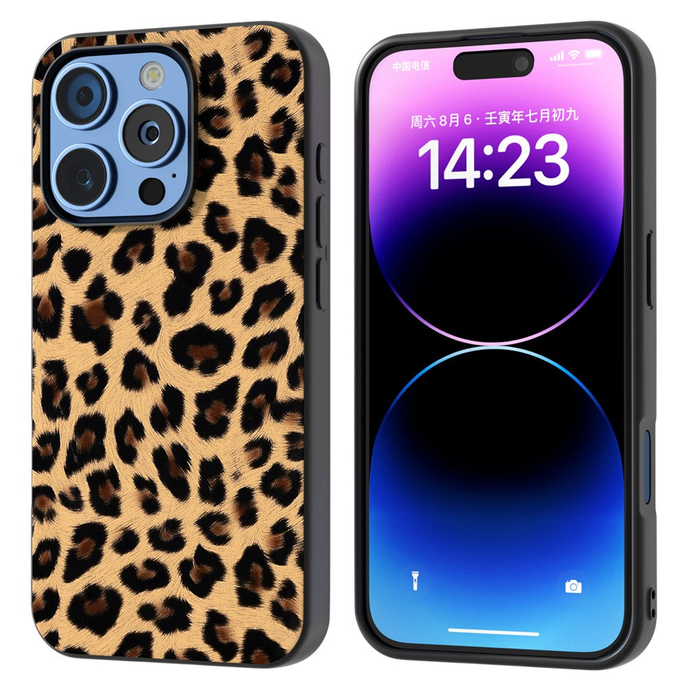 ABEEL For iPhone 16 Pro Max Case Leopard Pattern PU+TPU Back Phone Cover