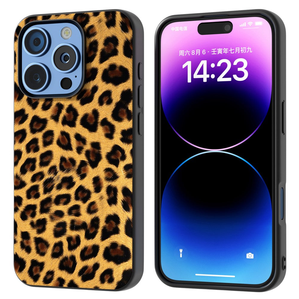 ABEEL For iPhone 16 Pro Max Case Leopard Pattern PU+TPU Back Phone Cover