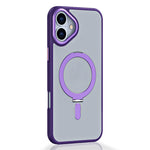 For iPhone 16 Magnetic Case TPU+Acrylic Drop Protection Kickstand Phone Cover