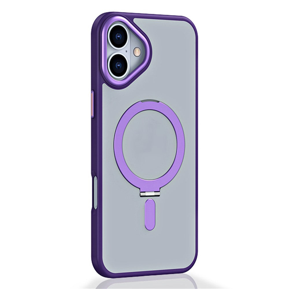 For iPhone 16 Magnetic Case TPU+Acrylic Drop Protection Kickstand Phone Cover