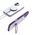 For iPhone 16 Magnetic Case TPU+Acrylic Drop Protection Kickstand Phone Cover