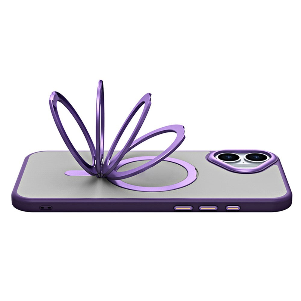 For iPhone 16 Magnetic Case TPU+Acrylic Drop Protection Kickstand Phone Cover