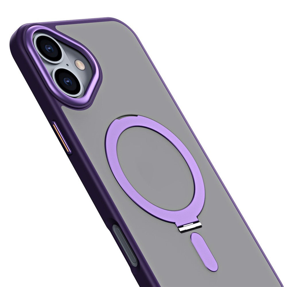 For iPhone 16 Magnetic Case TPU+Acrylic Drop Protection Kickstand Phone Cover