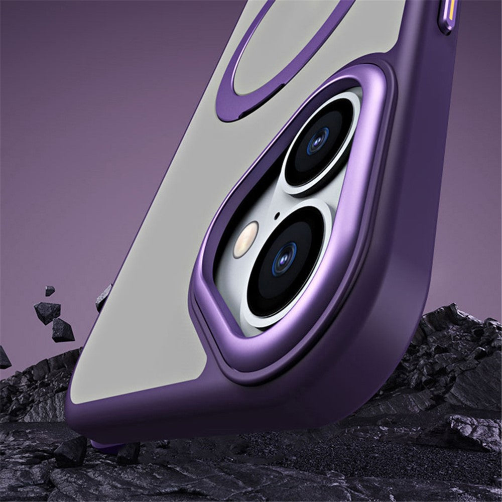 For iPhone 16 Magnetic Case TPU+Acrylic Drop Protection Kickstand Phone Cover