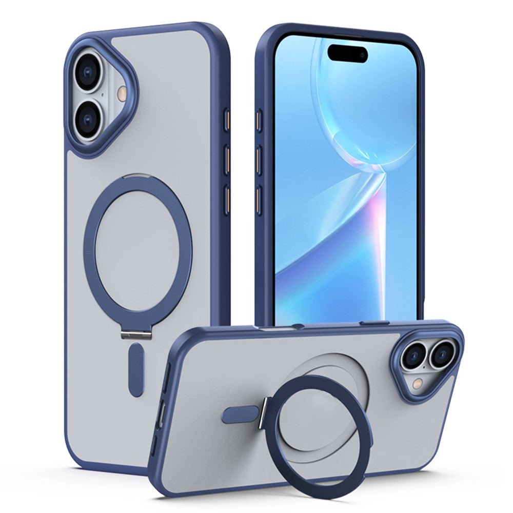 For iPhone 16 Magnetic Case TPU+Acrylic Drop Protection Kickstand Phone Cover