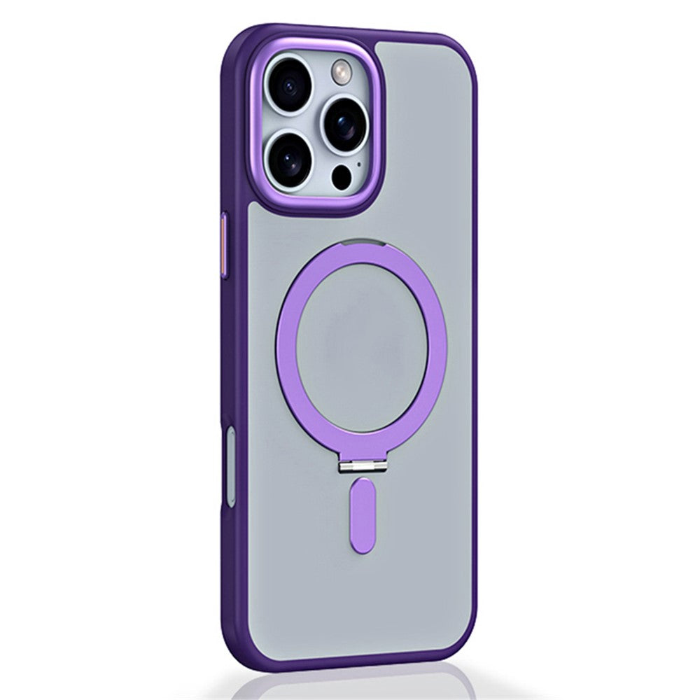 For iPhone 16 Pro Magnetic Case Anti-Drop TPU+Acrylic Kickstand Phone Cover