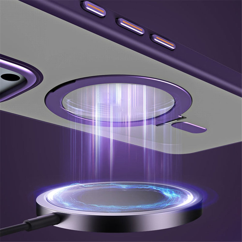 For iPhone 16 Pro Magnetic Case Anti-Drop TPU+Acrylic Kickstand Phone Cover