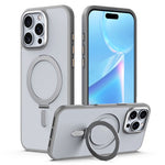 For iPhone 16 Pro Magnetic Case Anti-Drop TPU+Acrylic Kickstand Phone Cover