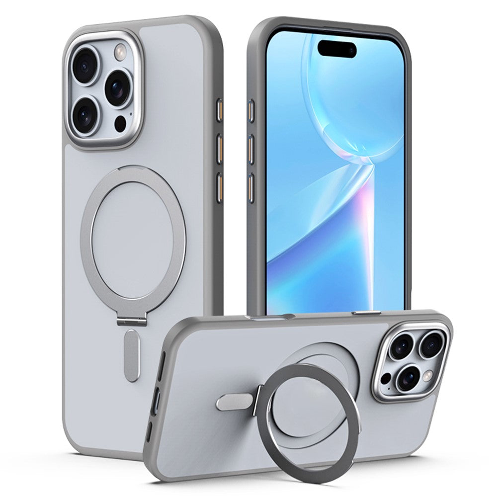 For iPhone 16 Pro Magnetic Case Anti-Drop TPU+Acrylic Kickstand Phone Cover