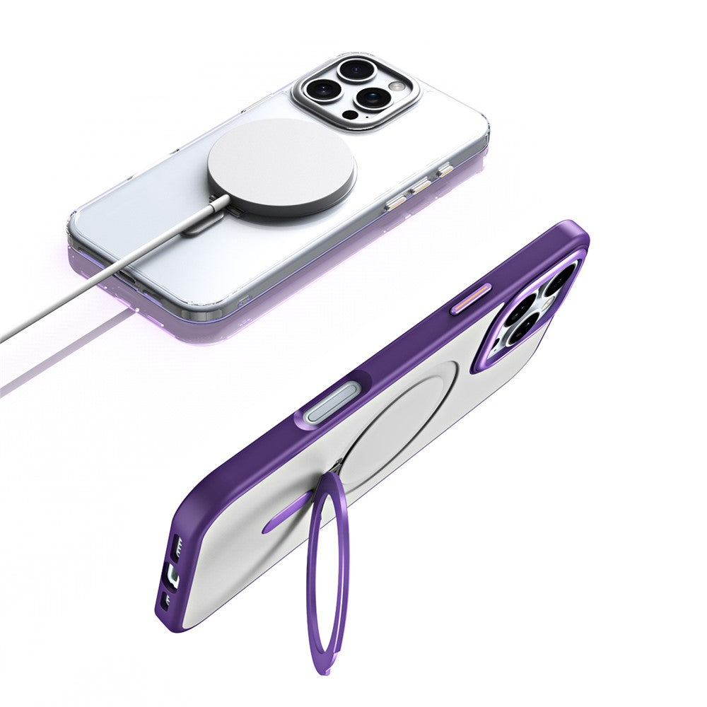 For iPhone 16 Pro Max Case Compatible with MagSafe TPU+Acrylic Kickstand Phone Cover