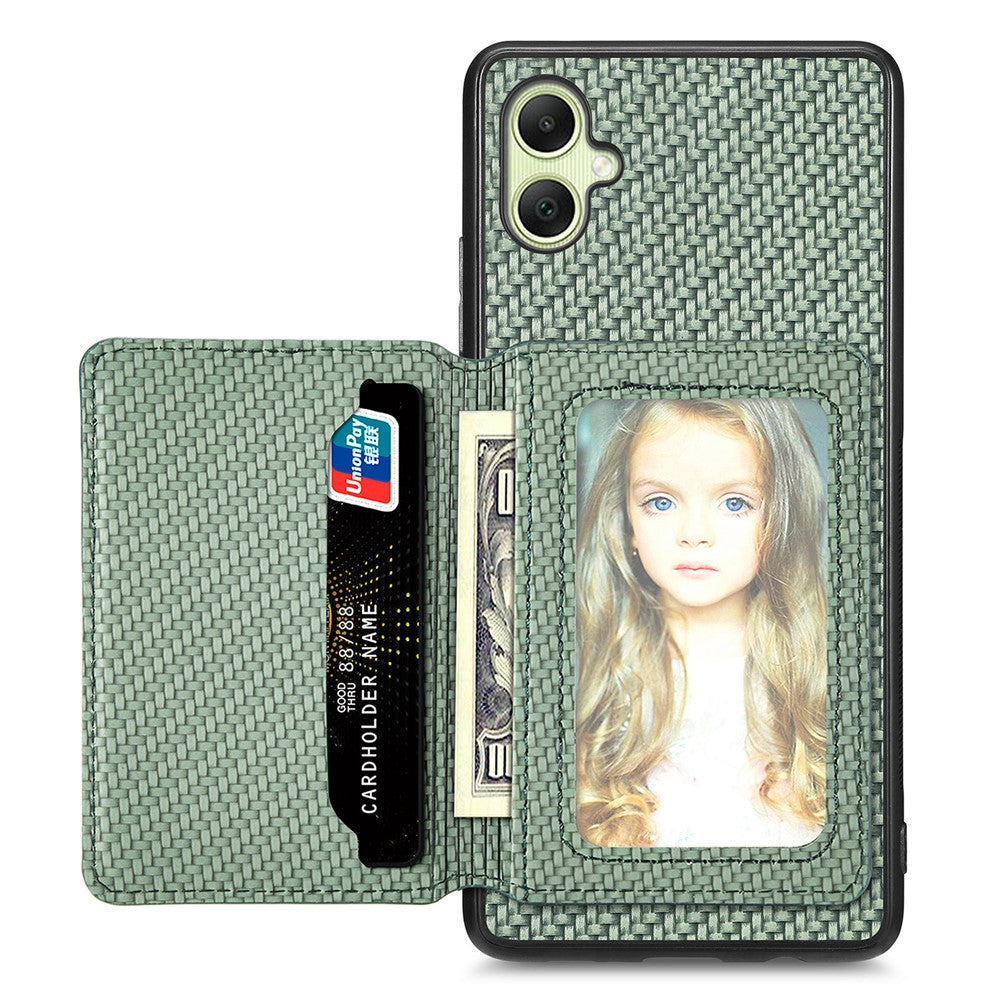 Samsung Galaxy A05 4G-skal med stativ, korthållare, läder+PC+TPU, mobilskal