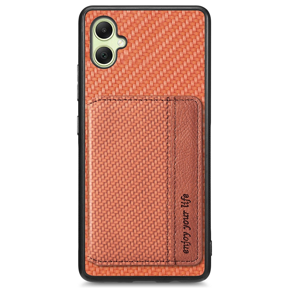 Samsung Galaxy A05 4G-skal med stativ, korthållare, läder+PC+TPU, mobilskal