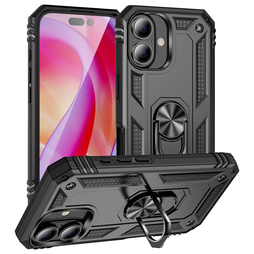 Til iPhone 16 Plus Cover PC+TPU Dobbeltlagsbeskyttelse Kickstand Telefoncover