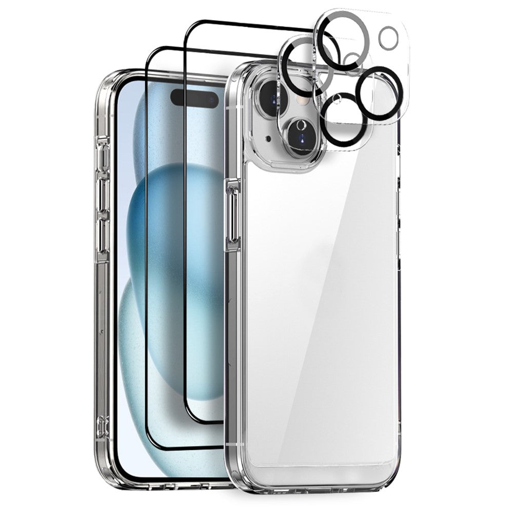 NORTHJO 5 in 1 For iPhone 15 Plus PC+TPU Phone Case Set with 2 Screen Protectors, 2 Camera Lens Protectors