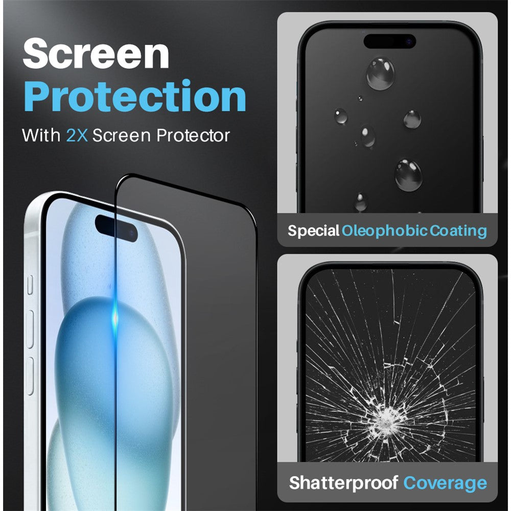 NORTHJO 5 in 1 For iPhone 15 Plus PC+TPU Phone Case Set with 2 Screen Protectors, 2 Camera Lens Protectors