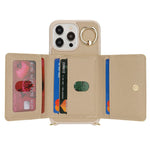 For iPhone 14 Pro Case Card Bag Ring Kickstand PU Leather+TPU Phone Cover with Shoulder Strap