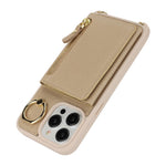 For iPhone 14 Pro Case Card Bag Ring Kickstand PU Leather+TPU Phone Cover with Shoulder Strap