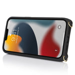 iPhone 13 Pro Max / 12 Pro Max-skal Litchi Texture Card Bag Läder+TPU mobilskal med Långt Rem