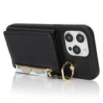 For iPhone 13 Pro Max / 12 Pro Max Case Litchi Texture Card Bag Leather+TPU Phone Cover with Long Strap