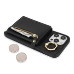 For iPhone 13 Pro Max / 12 Pro Max Case Litchi Texture Card Bag Leather+TPU Phone Cover with Long Strap