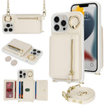 iPhone 13 Pro Max / 12 Pro Max-skal Litchi Texture Card Bag Läder+TPU mobilskal med Långt Rem