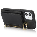 Til iPhone 12 / 12 Pro Etui Korttaske Ringholder Litchi Tekstur Læder+TPU Telefoncover med Lang Rem