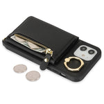 Til iPhone 12 / 12 Pro Etui Korttaske Ringholder Litchi Tekstur Læder+TPU Telefoncover med Lang Rem