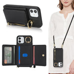 Til iPhone 12 / 12 Pro Etui Korttaske Ringholder Litchi Tekstur Læder+TPU Telefoncover med Lang Rem