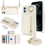 Til iPhone 12 / 12 Pro Etui Korttaske Ringholder Litchi Tekstur Læder+TPU Telefoncover med Lang Rem