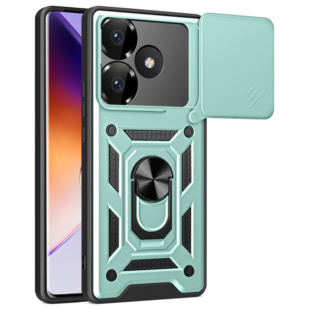 For Xiaomi Redmi Turbo 3 5G / Poco F6 5G PC+TPU Kickstand Phone Case with Slide Camera Lid