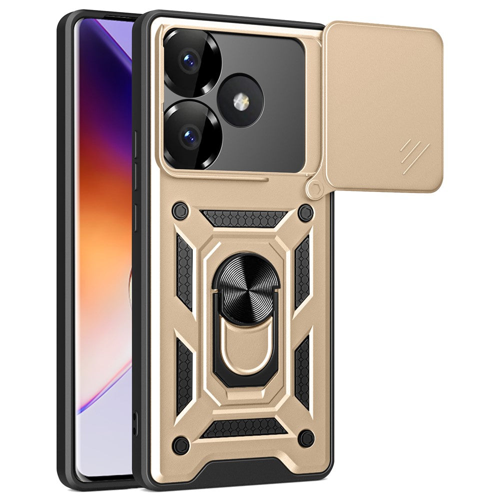 For Xiaomi Redmi Turbo 3 5G / Poco F6 5G PC+TPU Kickstand Phone Case with Slide Camera Lid