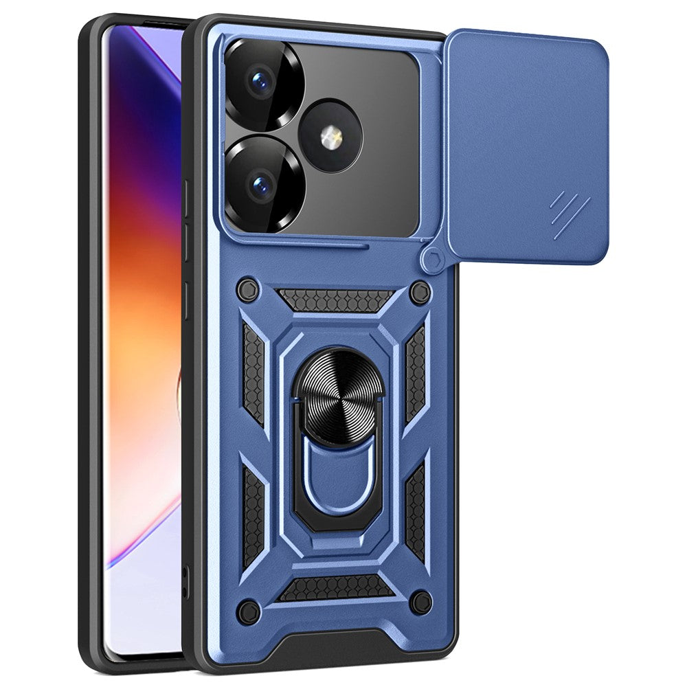 For Xiaomi Redmi Turbo 3 5G / Poco F6 5G PC+TPU Kickstand Phone Case with Slide Camera Lid