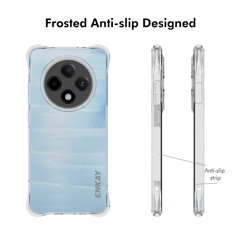 ENKAY HAT PRINCE För Oppo Reno12 F 5G Skal Hörnkrockkudde TPU Kristallklart mobilskal