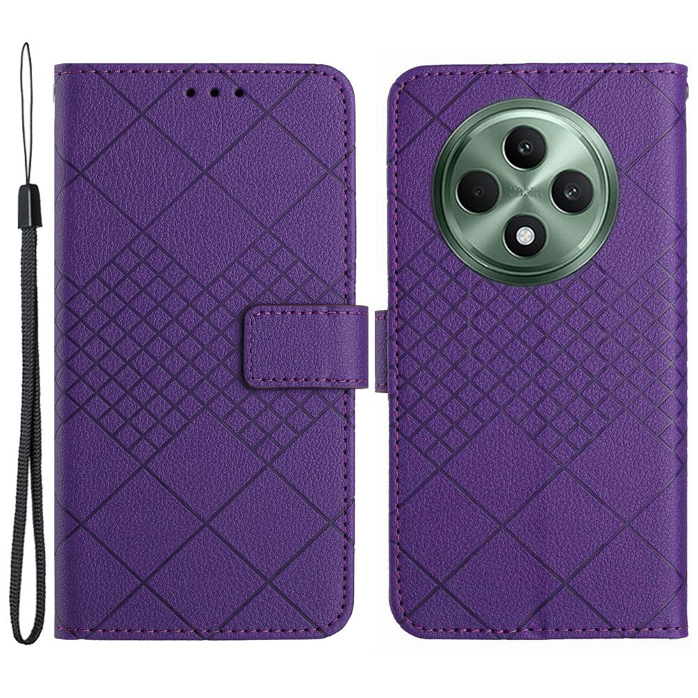 HT06 För Oppo Reno12 F 5G Skal PU Läder Plånboksfodral Flip Folio mobilskal