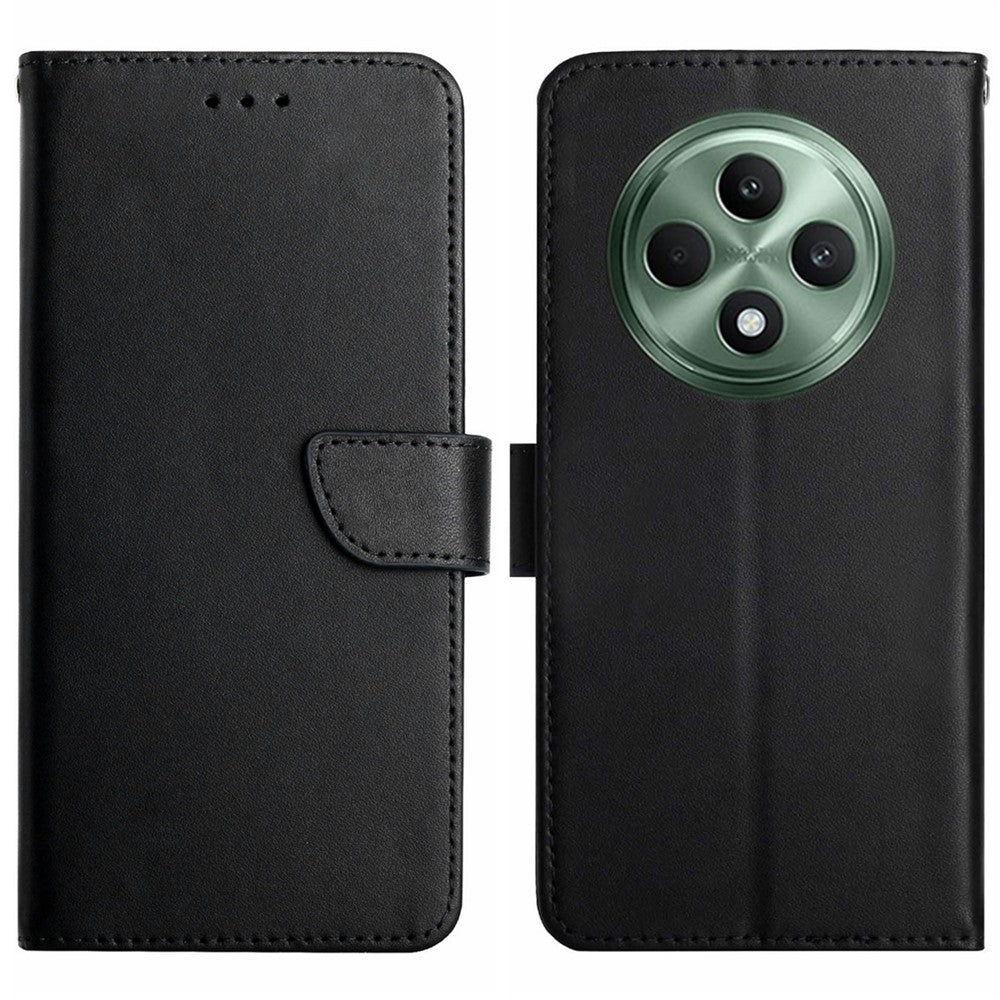 HT02 For Oppo Reno12 F 5G Case Genuine Cow Leather Nappa Texture Phone Cover