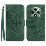HT04 For Oppo Reno12 F 5G Case Sunflower Flip Leather Phone Cover with Hand Strap