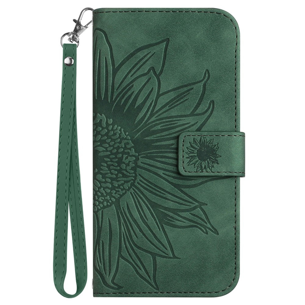 HT04 For Oppo Reno12 F 5G Case Sunflower Flip Leather Phone Cover with Hand Strap