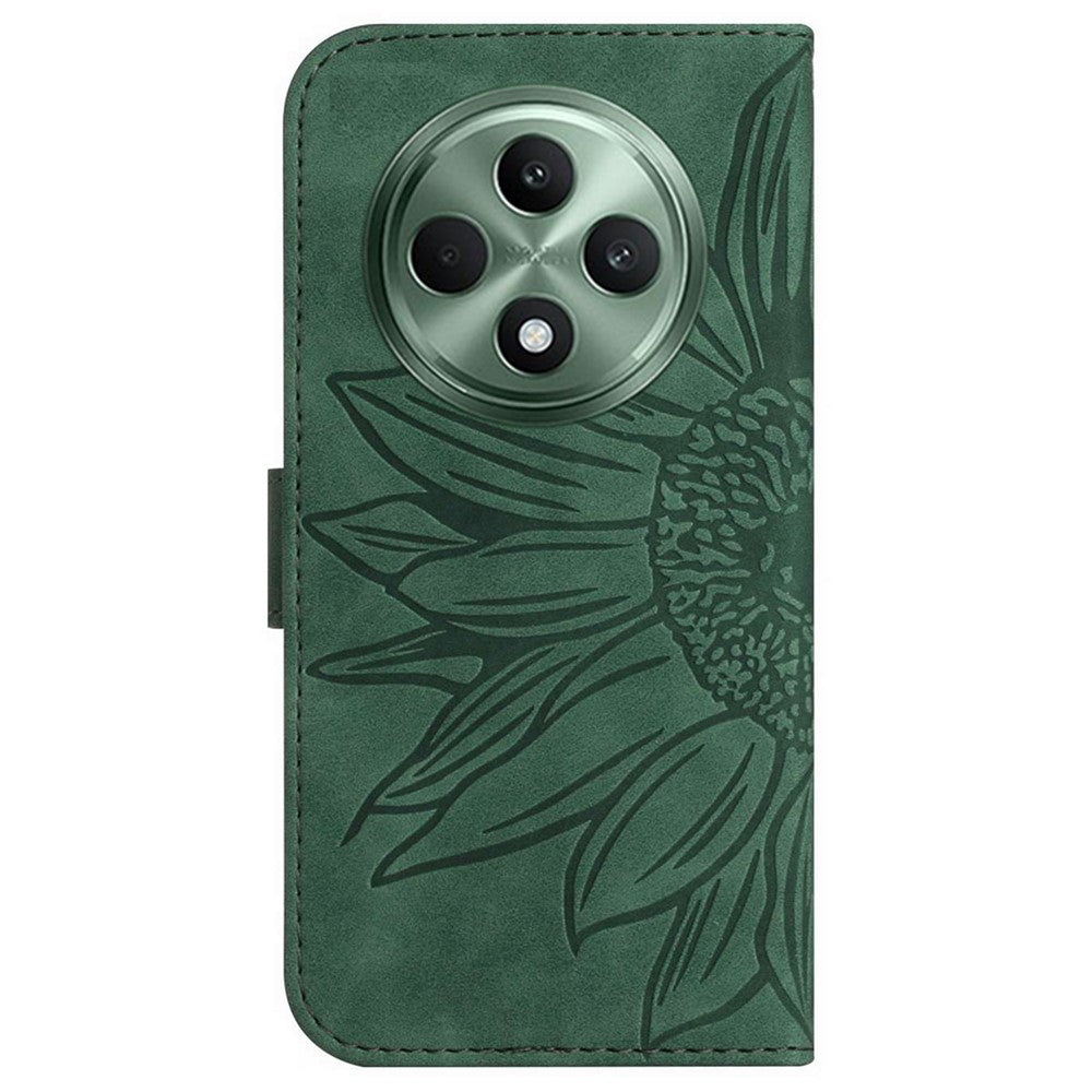 HT04 For Oppo Reno12 F 5G Case Sunflower Flip Leather Phone Cover with Hand Strap
