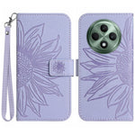 HT04 For Oppo Reno12 F 5G Case Sunflower Flip Leather Phone Cover with Hand Strap