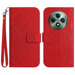 HT04 For Oppo Reno12 F 5G Case Sunflower Flip Leather Phone Cover with Hand Strap