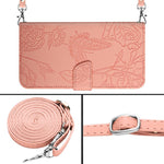 HT03 För Oppo Reno12 F 5G Skal Fjärilsblommor PU Läder Axelbandsskal